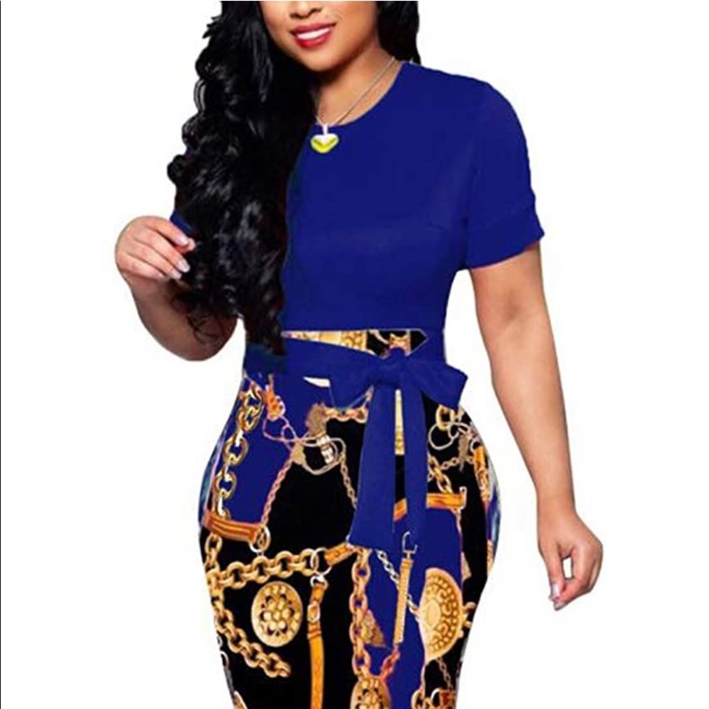 Royal blue top Bodycon dress